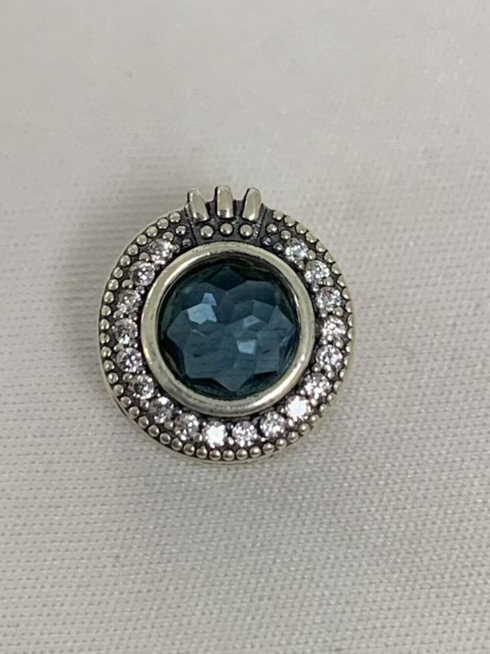 Pandora Sparkling Blue Crown O charm, S925 Silver Jewelry